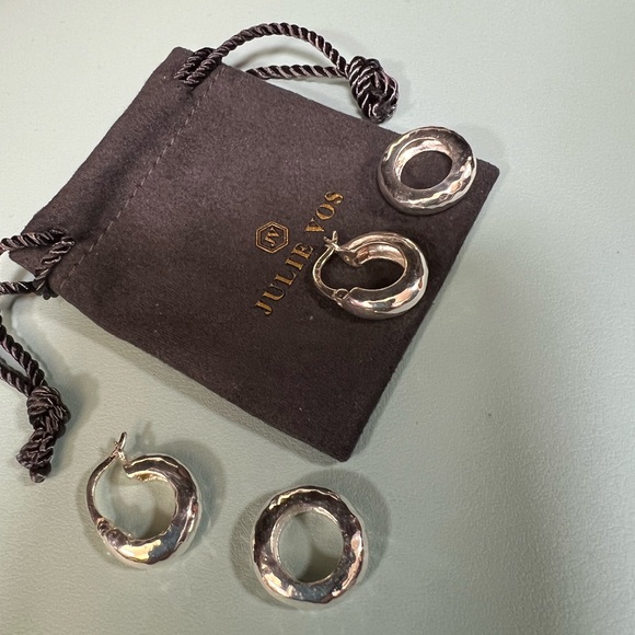 Julie Vos Catalina 2-in-1 Silver Hoop Earrings - Picture 2 of 7